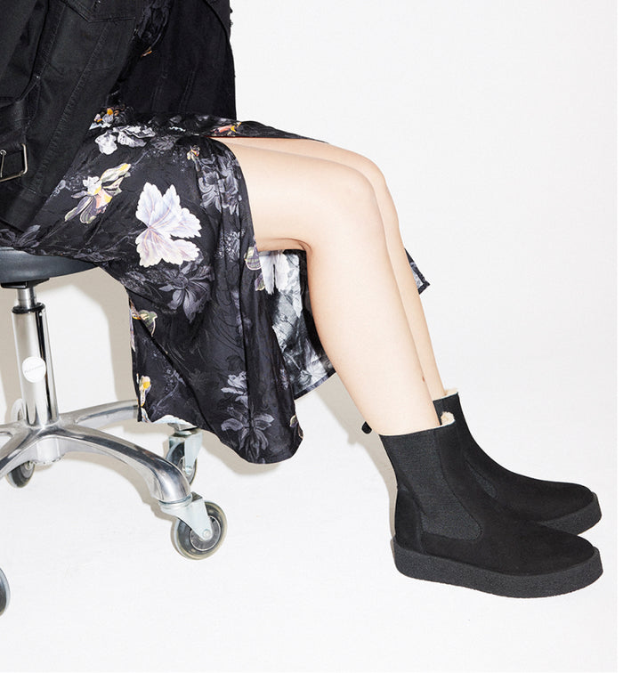 Lead The Way Wool Lined Leather Boot | Black Nubuck