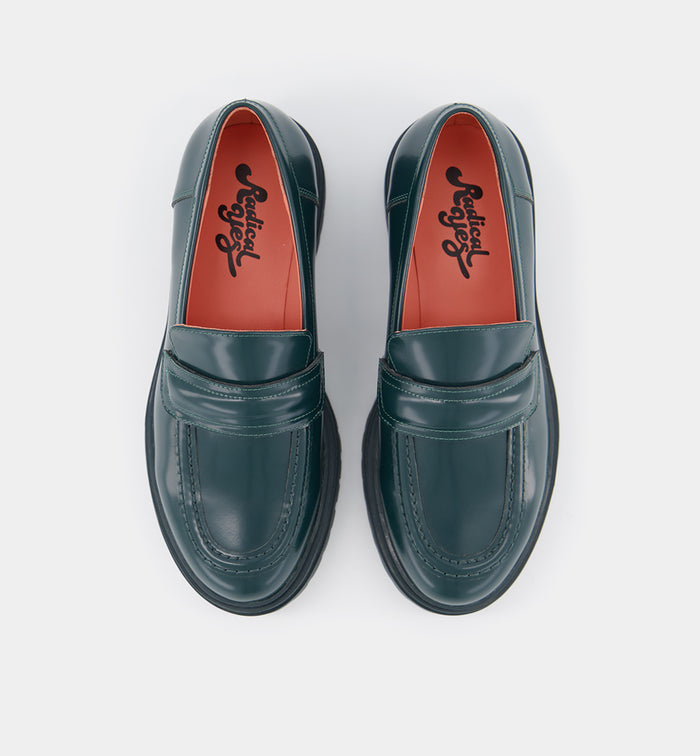 Olympia Slip On Loafer in Leather | Forest Green