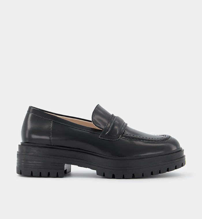 Olympia Slip On Leather Loafer | Black