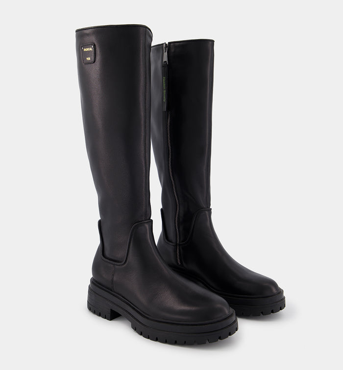 Patience Leather Zip Up Tall Boot | Black