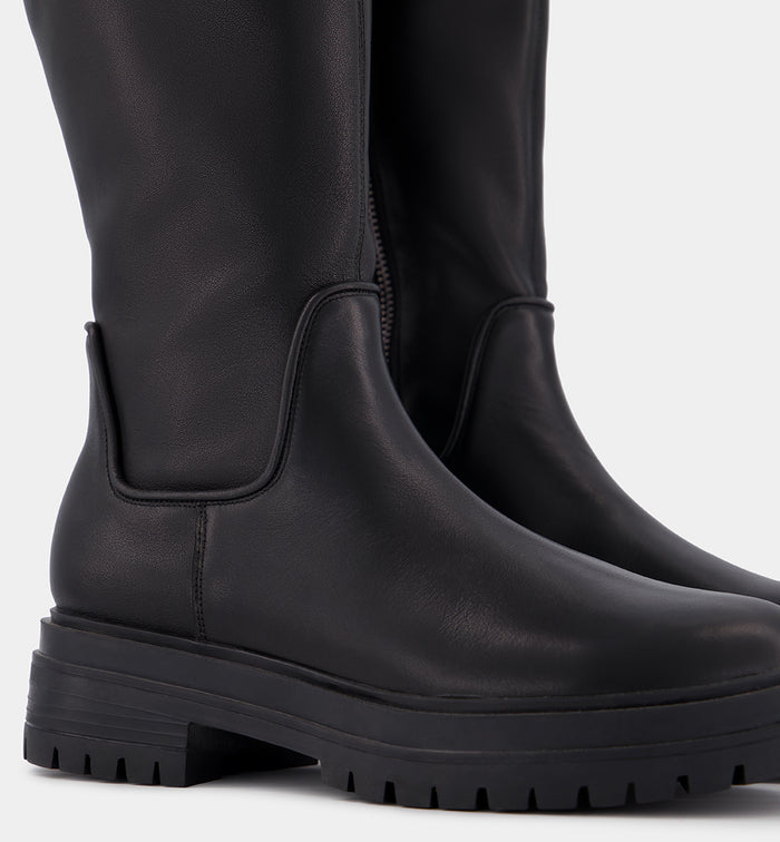 Patience Leather Zip Up Tall Boot | Black