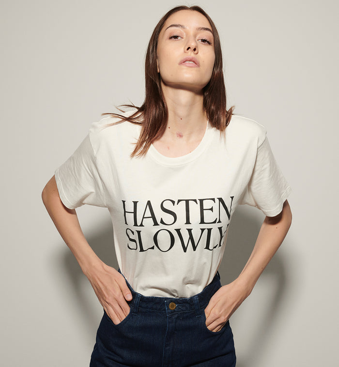 'HASTEN SLOWLY' Radical Yes Souvenir Tee-Shirt