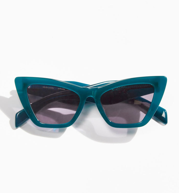 Solar Queen Bio-Acetate Sunglasses - Milky Emerald with Smoke Lens