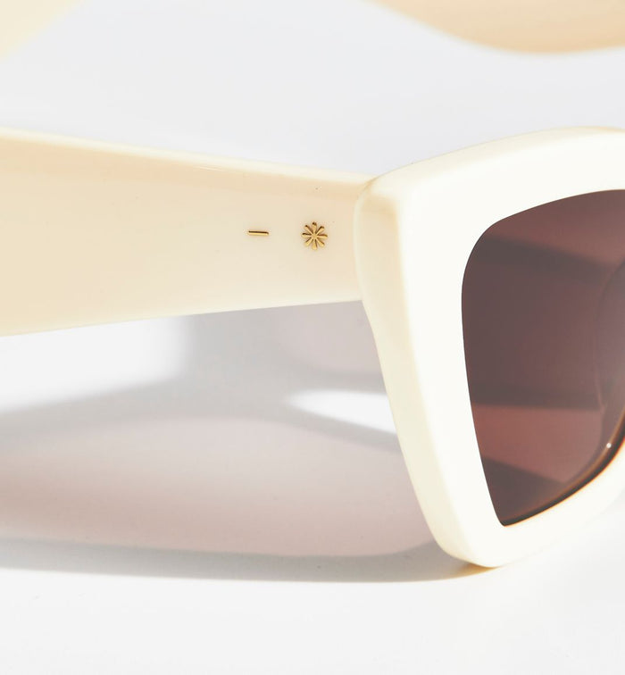 Solar Queen Bio-Acetate Sunglasses - Vanilla Bone with Brown Mono Lens