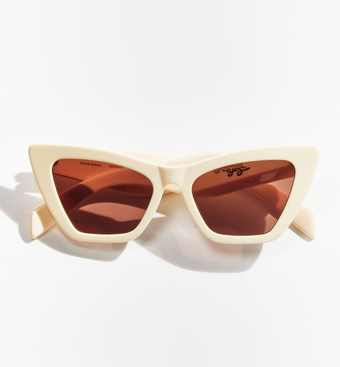 Solar Queen Bio-Acetate Sunglasses - Vanilla Bone with Brown Mono Lens